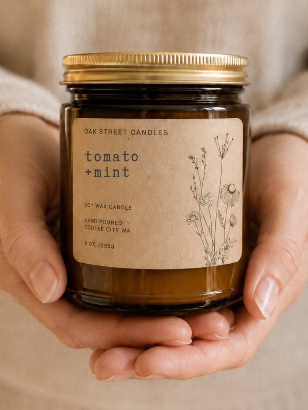 Oak Street Candles Tomato + Mint Soy Candle 9 Oz